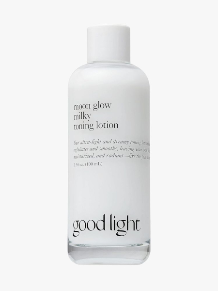 Good Light Glow Milky Toning Lotion in branded component on a light gray background