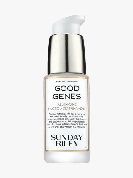 Sunday Riley Good Genes All-in-One Lactic Acid Treatment in branded component on a light gray background